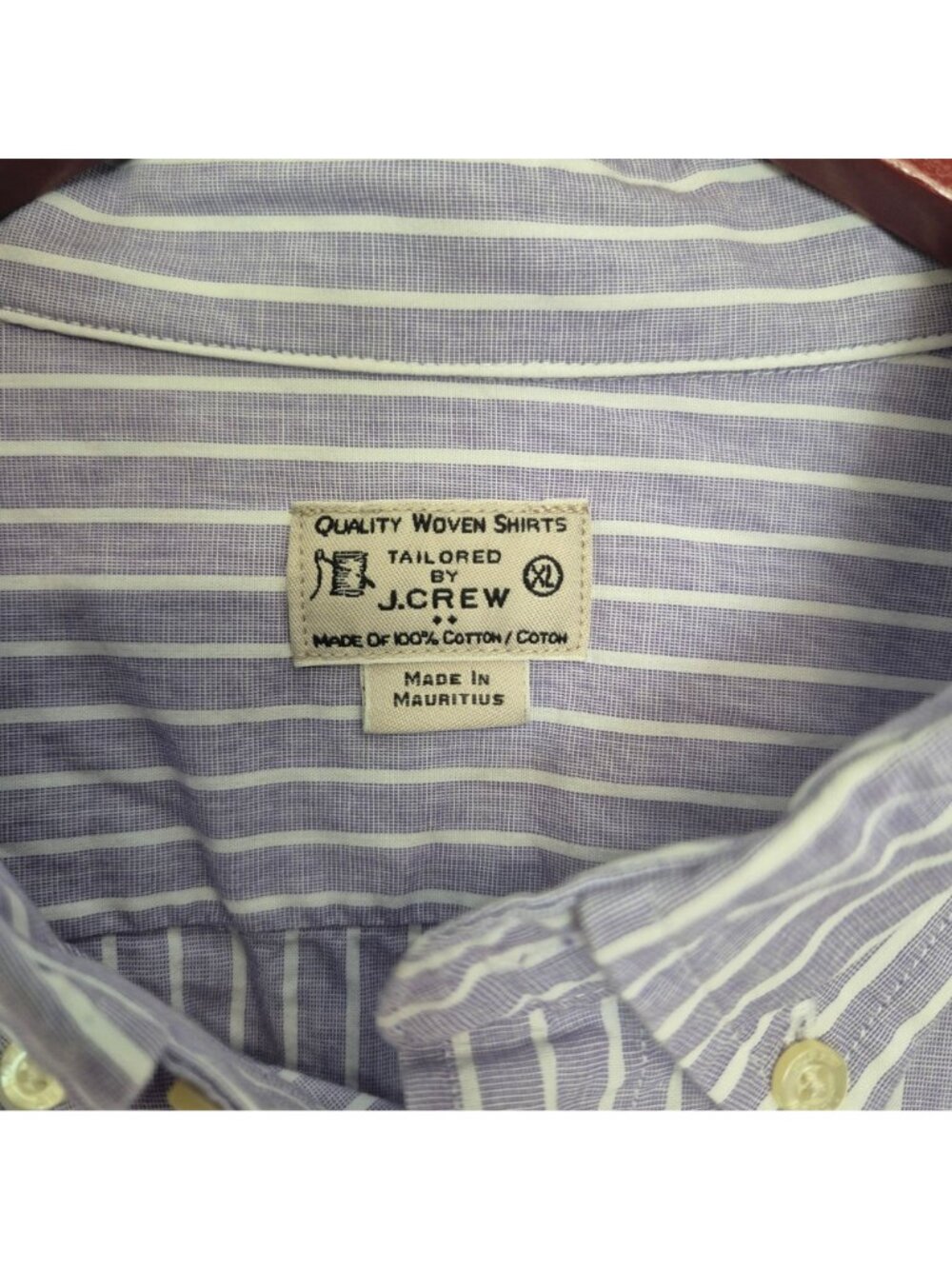 Tailored By J.Crew Men's Purple & White Striped Button-Down Shirt XL 100% Cotton - Picture 4 of 8